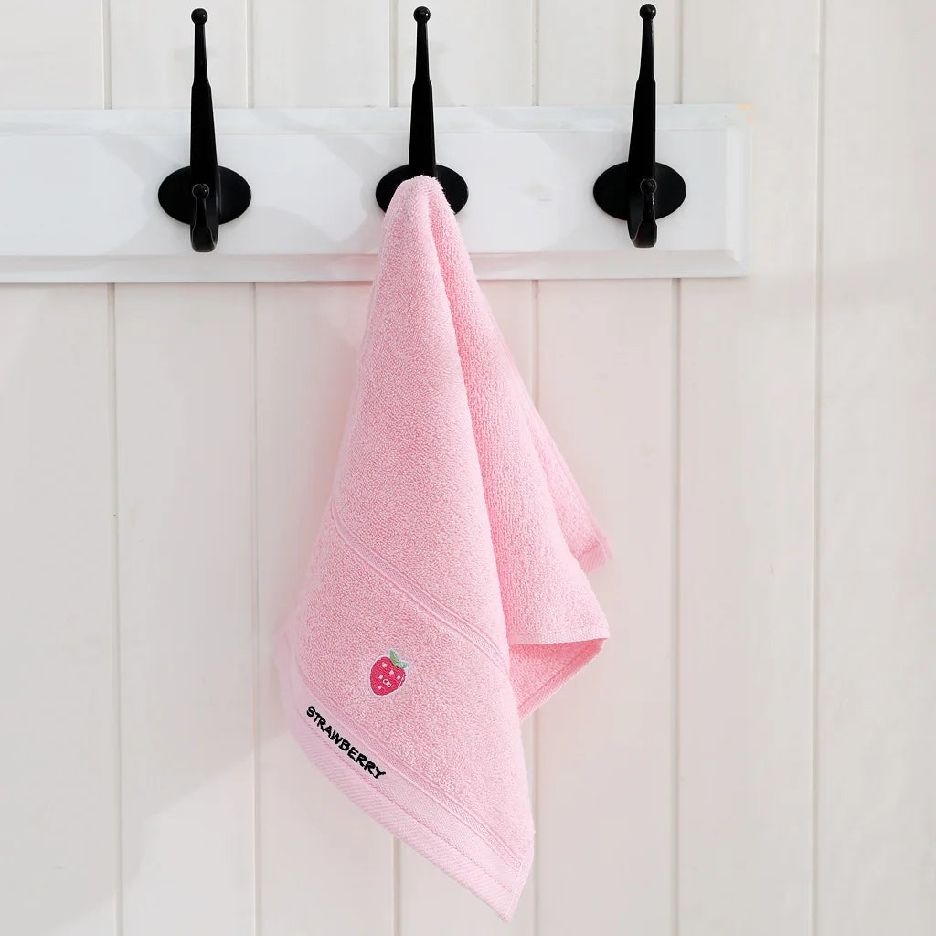 Cute Cartoon Fruit 100% Cotton Towels for Babies And Kids - Embroidered Soft Absorbent 25x45cm Face Washing Towels for Children