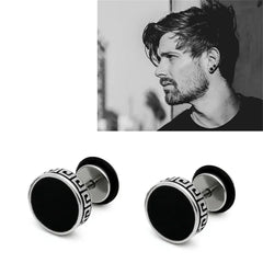 2pcs 316L Stainless Steel Vintage Flat Back Stud Earrings | Unisex Screw Back Cartilage detail view