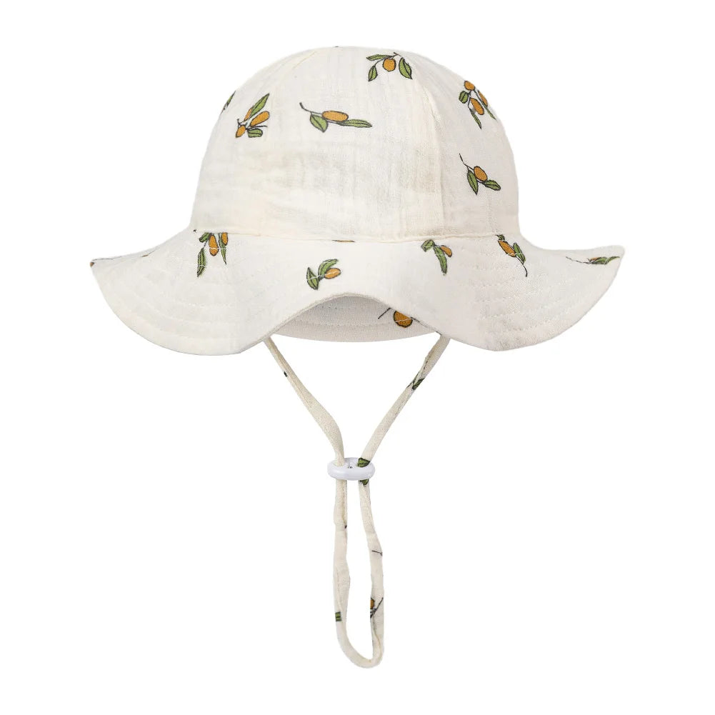 Floral Print Baby Bucket Hats | Adjustable Sun Protection Caps for Infant Boys Girls alternate view