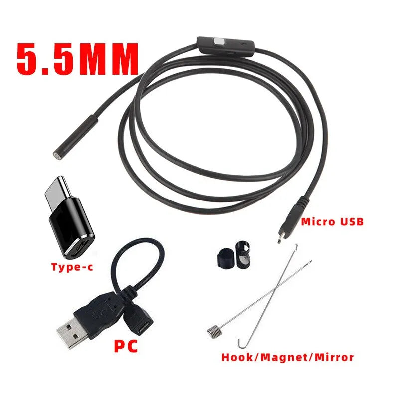 Flexible Endoscope Camera 5.5mm | Mini Industrial Borescope for Android Phone and P additional angle
