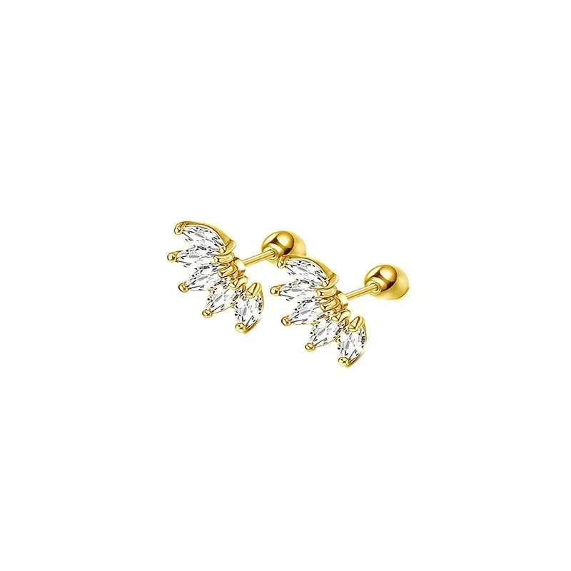 1/7Pairs Stainless Steel Unisex Cartilage Stud Earrings,Inlay Cubic Zirconia Hypoaller close-up view