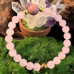 Natural Stone Pink Quartz With Rhodonite Bead Bracelet Women Simple Design Handmade Stre detail view