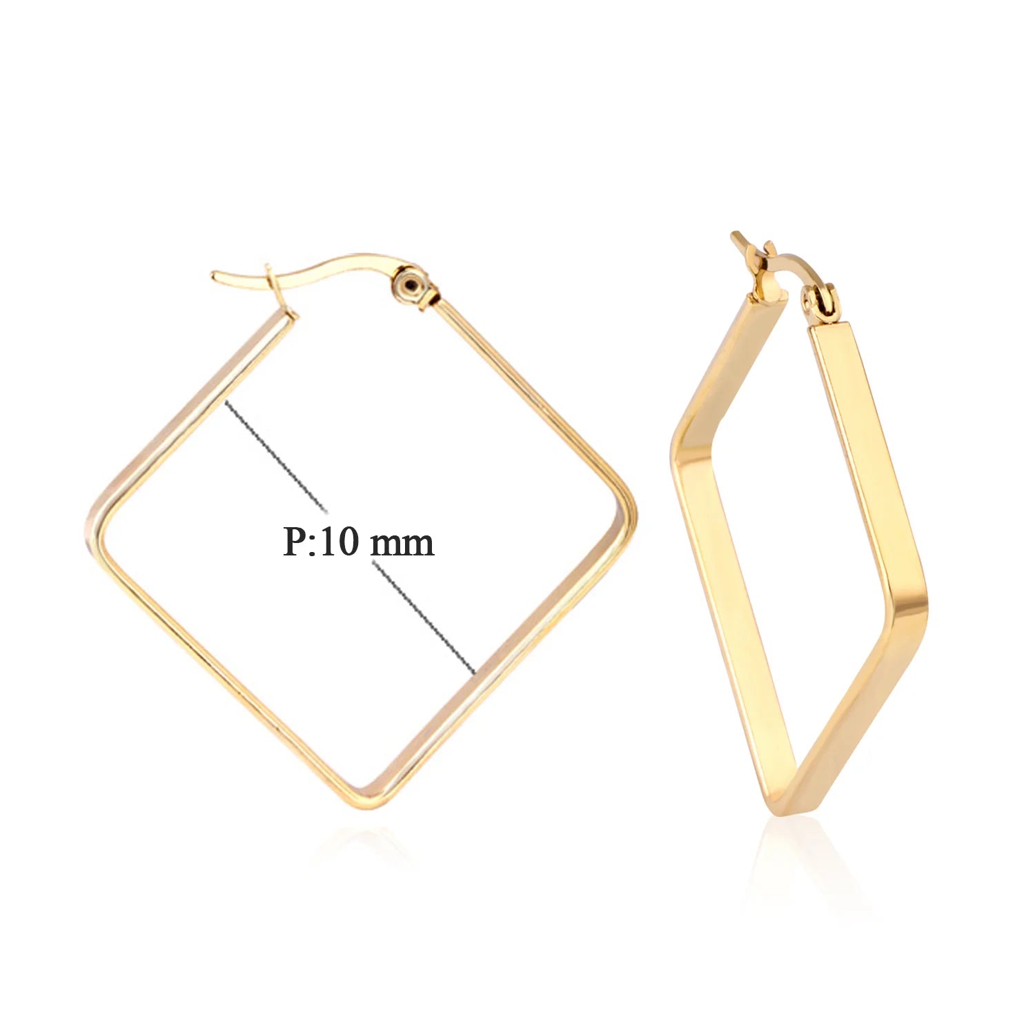 LUXUSTEEL Stainless Steel Hoop Earrings | Simple Geometric Shapes for Women additional angle
