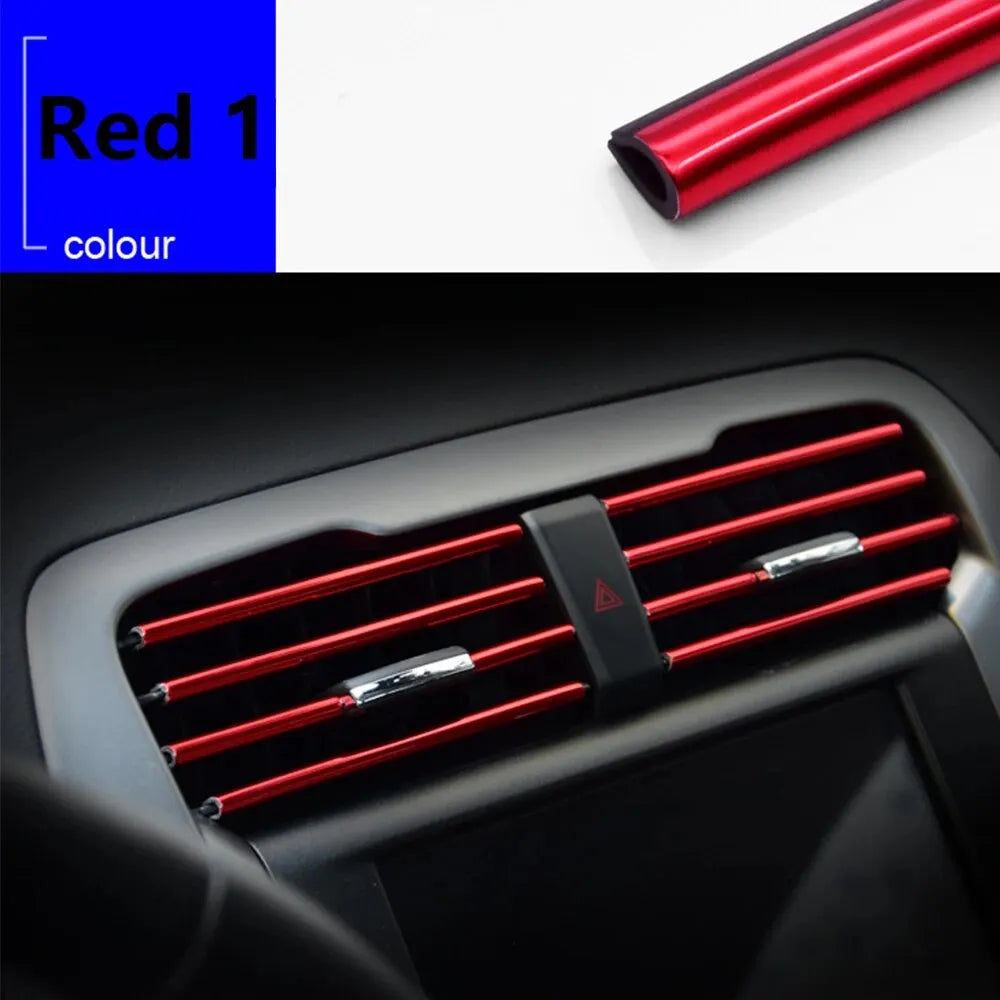 10Pcs 20cm Car Air Conditioner Outlet Decorative U Shape Moulding Trim Decor Strips Ca close-up view