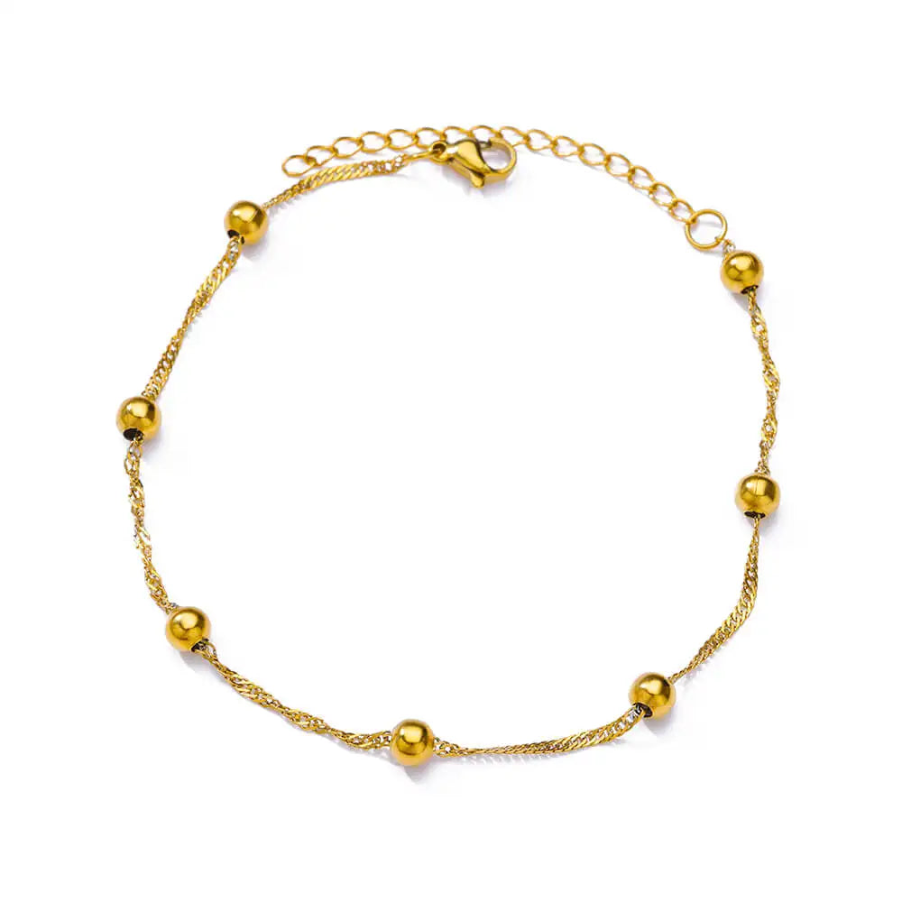 Colorful Boho Drops Anklets For Women Gold Color Stainless Steel Geometric Anklet Lux alternate view