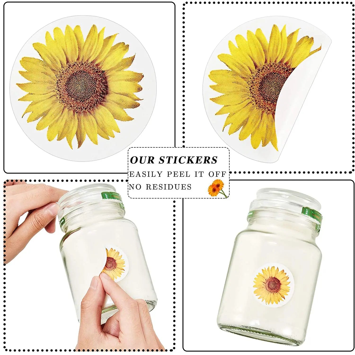 Sunflower Stickers Roll | 100-500PCS Small Labels for Packaging and Decor lifestyle view
