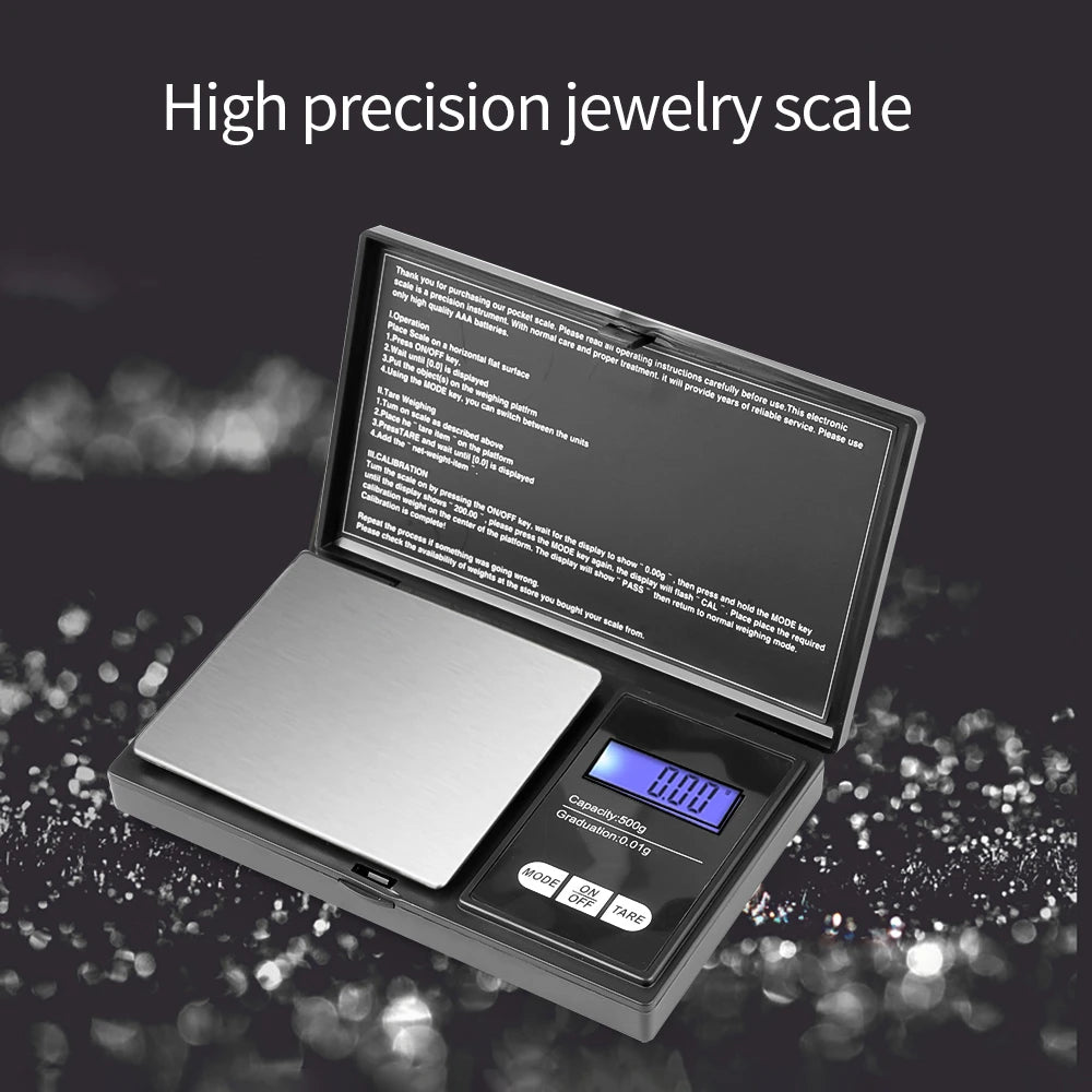Mini Jewelry Scale 0.01g | Digital Pocket Scale for Gold, Coins, and Kitchen Use additional angle