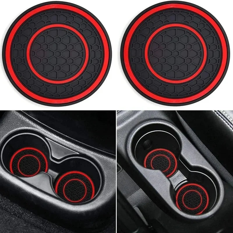 New 2-piece Anti Slip Mat Car Coaster Durable Car Cup Holder Coaster Universal Dust-proof Protection for Car Interior