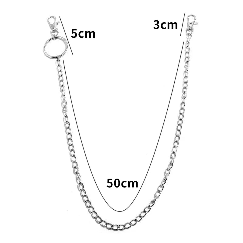 Metal Belt Chain HipHop Rock Punk Hook Trousers Pant Waist Link Metal Wallet Chain Ke lifestyle view