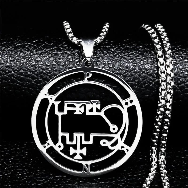 Astaroth Sigil Goetia Stainless Steel Necklace Solomon Demon Seal Satan Sigil sataniq lifestyle view