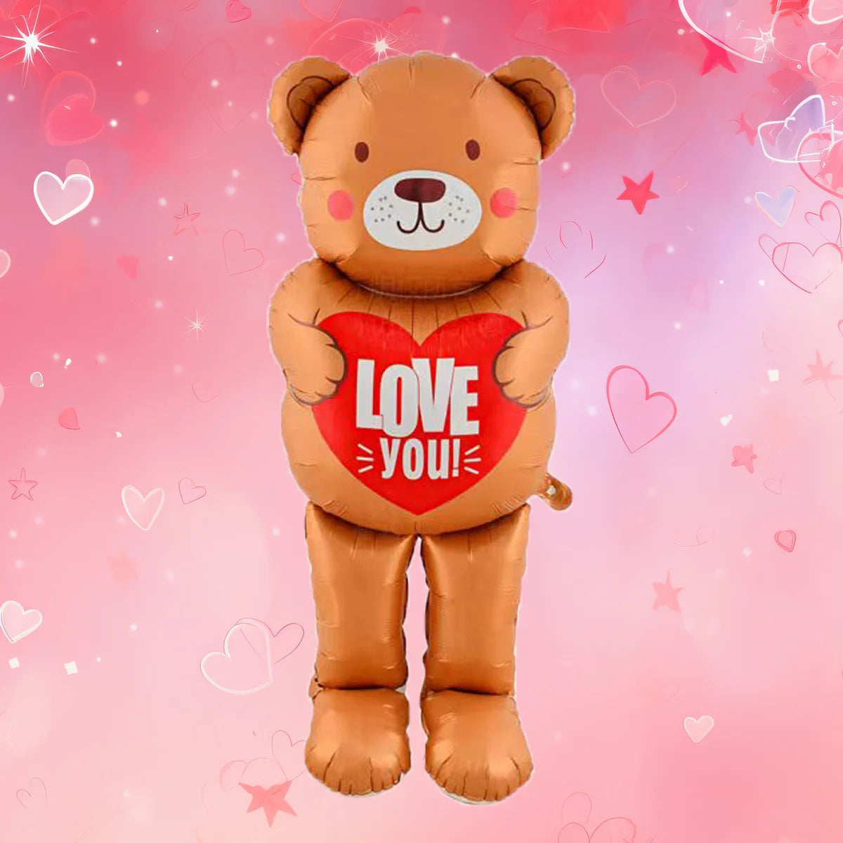 Love Heart Bear Balloon with Stand | Valentine's Day Decor alternate view