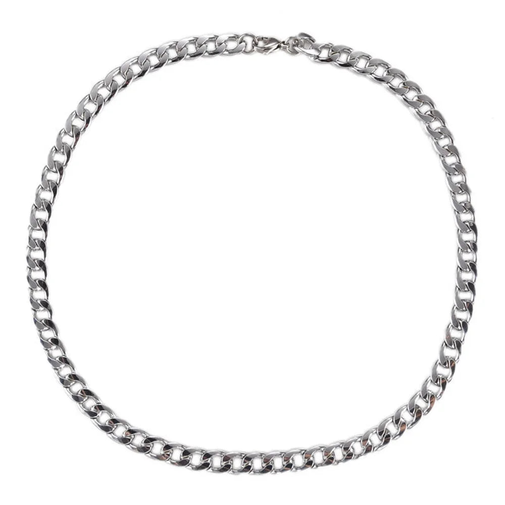 Hip Hop Cuban Chain Necklace Rock Stainless Steel Basic Chain Men Necklace Simple N additional angle