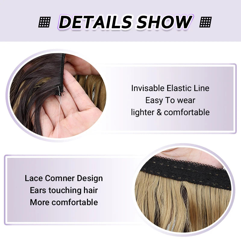 Long Synthetic Fishing Line Hair Extensions Elegant Water Wave Curly Styles for Women alternate view