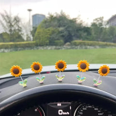 New 5 Pieces Car Dashboard Ornament Decoration Car Window Decoration Sunflower Design close-up view