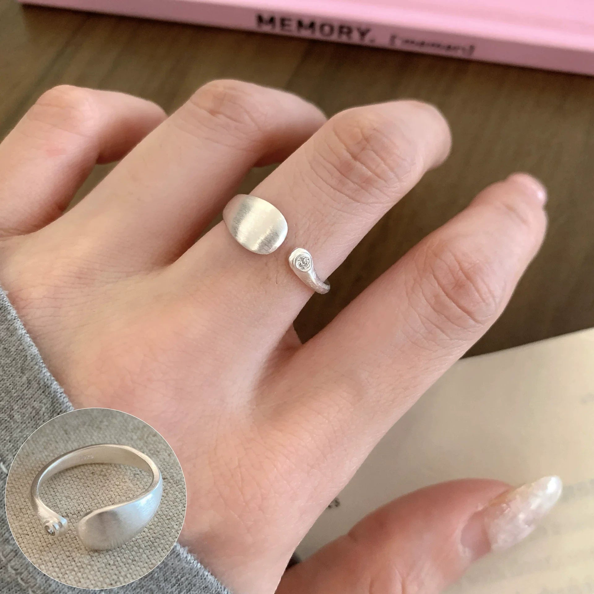 PANJBJ 925 Sterling Silve Multilayer Irregular Geometric Ring for Women Simple Charm Retro Jewelry Gift