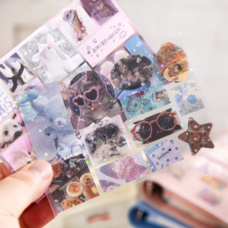 30 Sheets Vintage Retro Memo Sticker Book | Dual Texture Die-Cut Stickers for DIY Cra alternate view