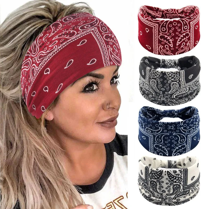 Bohemian Soft Twist Knotted Wide Edge Headband Women Sports Soft Yoga Turban Bandana alternate view