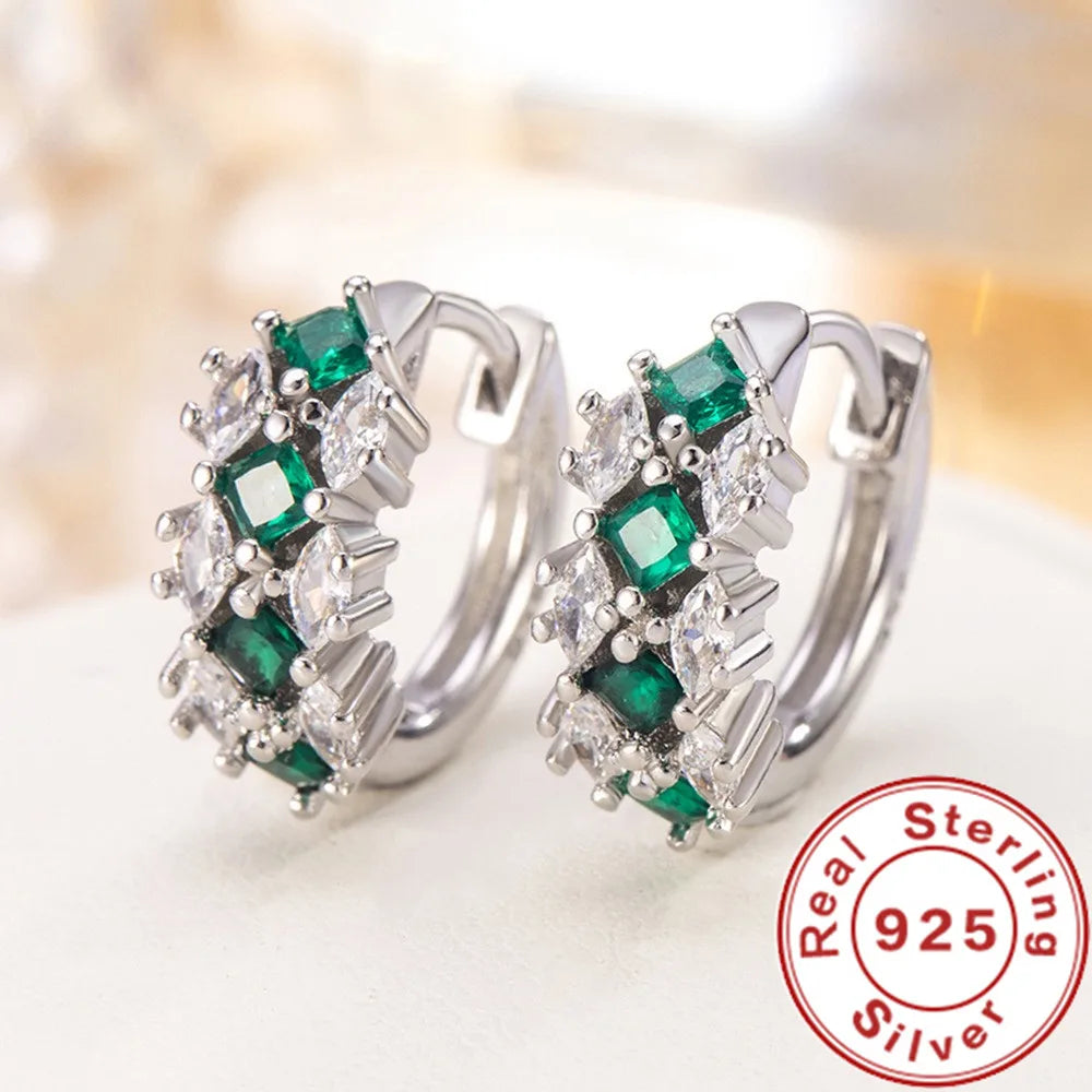 New 925 sterling silver green zircon earrings exquisite earrings suitable for women party wedding je
