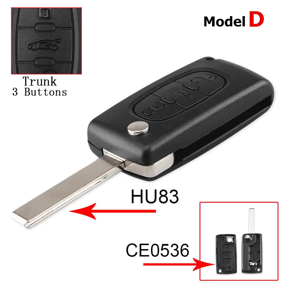 Flip Key Shell Case for Peugeot 207 307 308 407 Citroen C2 C3 detail view