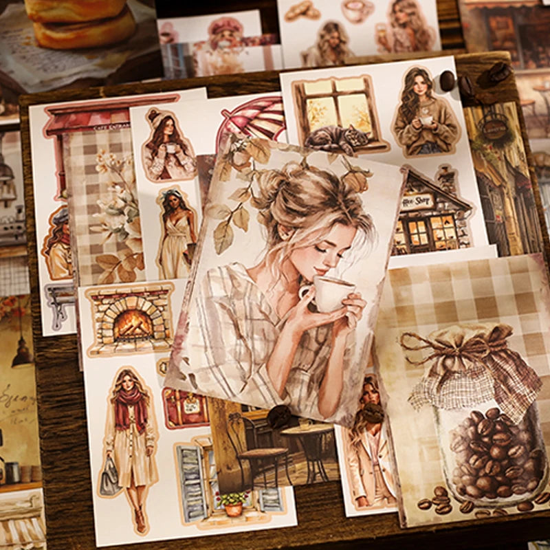 Coffee Sticker Book for DIY Scrapbooking | 20pcs Cafe Story Series alternate view