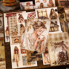 Coffee Sticker Book for DIY Scrapbooking | 20pcs Cafe Story Series alternate view