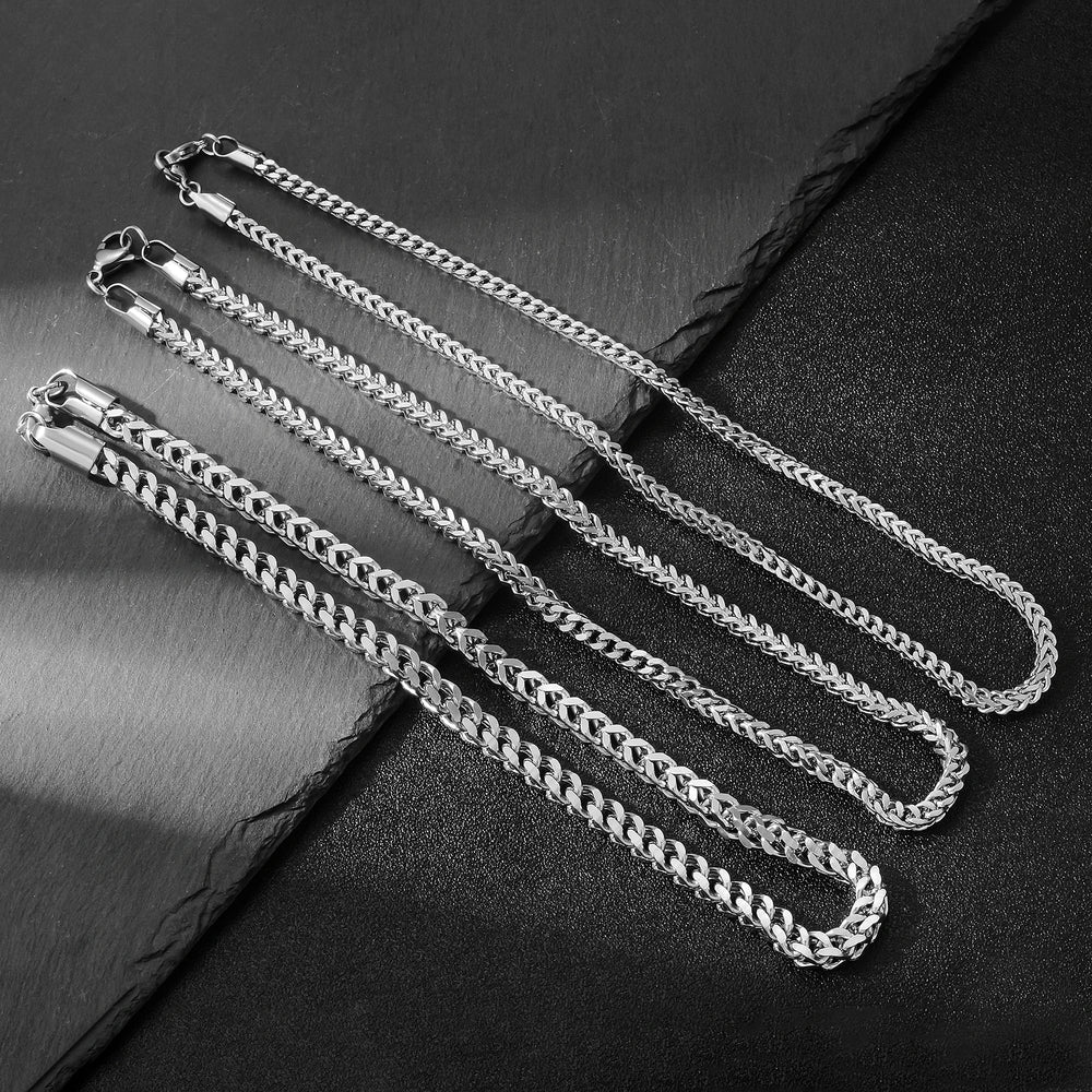 1Pc Size 3mm-5mm Gold/Silver Color 316L Stainless Steel Franco Fox tail Chain Necklac alternate view