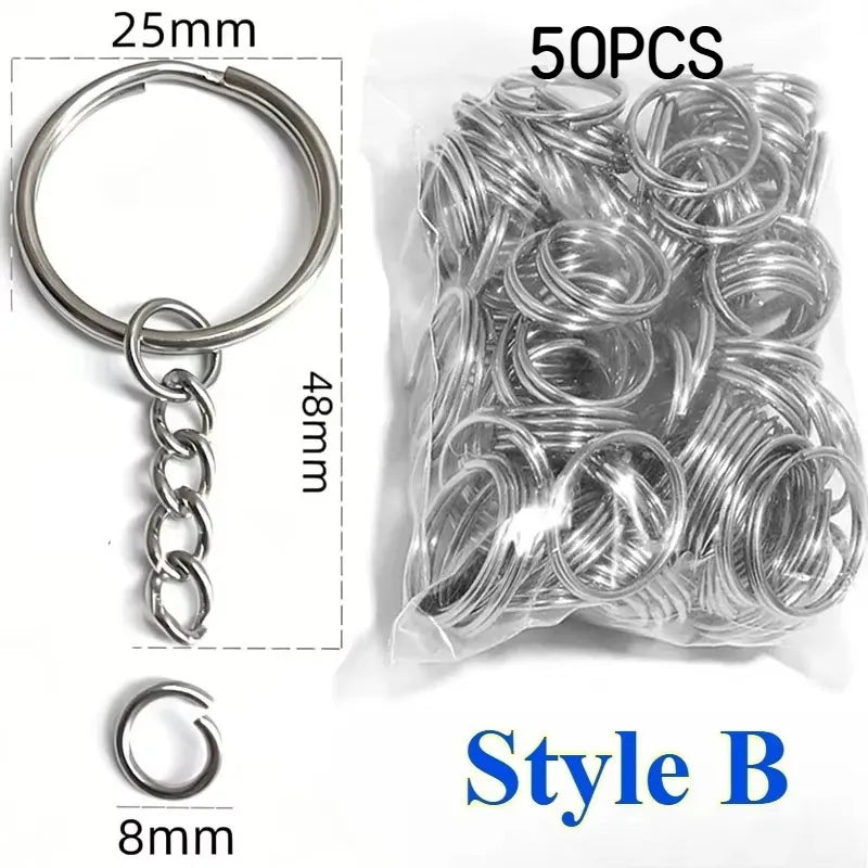 Silver Plated Metal Blank Keyring Keychain Charms Split Ring Keyfob Key Holder Link R lifestyle view