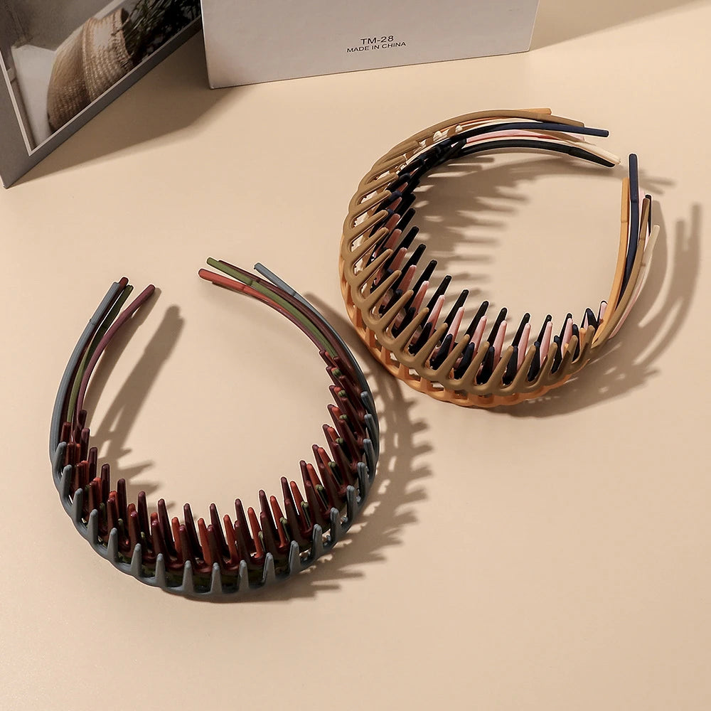 Korean Simple Headwear Hair Hoop Bezel with Teeth Headband Women Girl Solid Color Resin detail view