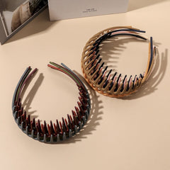 Korean Simple Headwear Hair Hoop Bezel with Teeth Headband Women Girl Solid Color Resin detail view