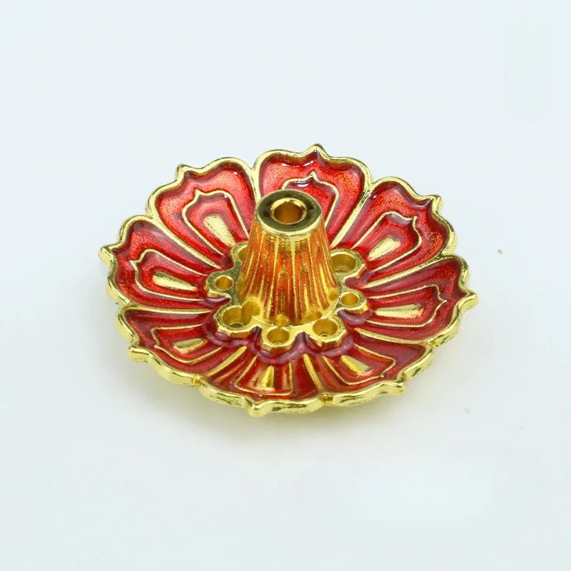 1 Pcs 9-Hole Copper Incense Holder Mini Lotus Flower Incense Sticks Burner Cones Censer detail view