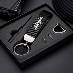 Kawasaki Carbon Fiber Keychain | Microfiber Leather Key Ring for Z400 Z900 Z800 Z750 Z1000 Z650 Z300