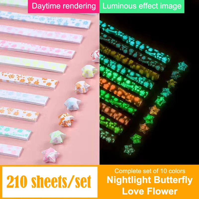 210 Sheets Luminous Origami Paper Stars | DIY Craft Kit for Glowing Lucky Stars additional angle
