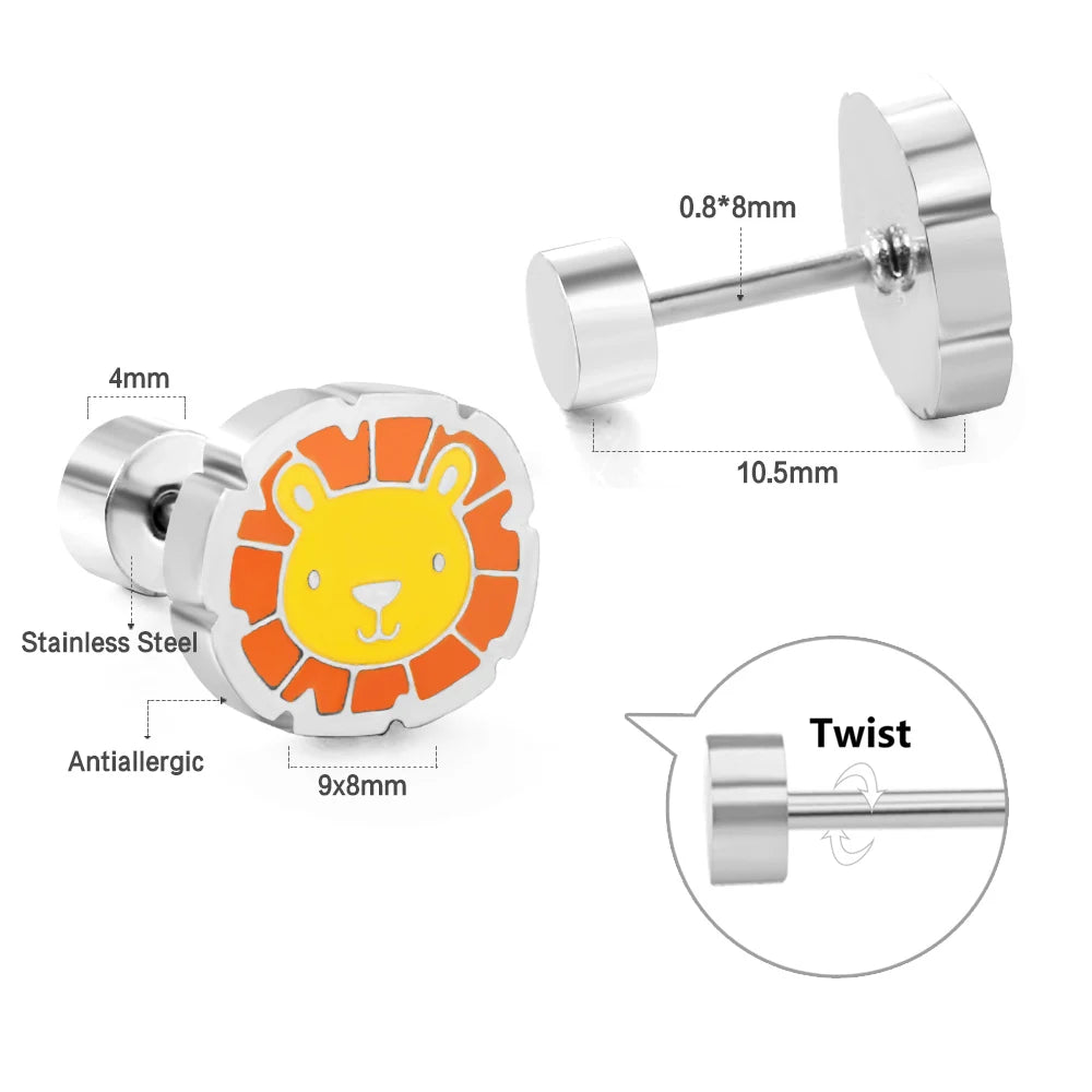 Cute Acrylic Animal Stud Earrings | Surgical Steel Hypoallergenic Earrings for Women a close-up view