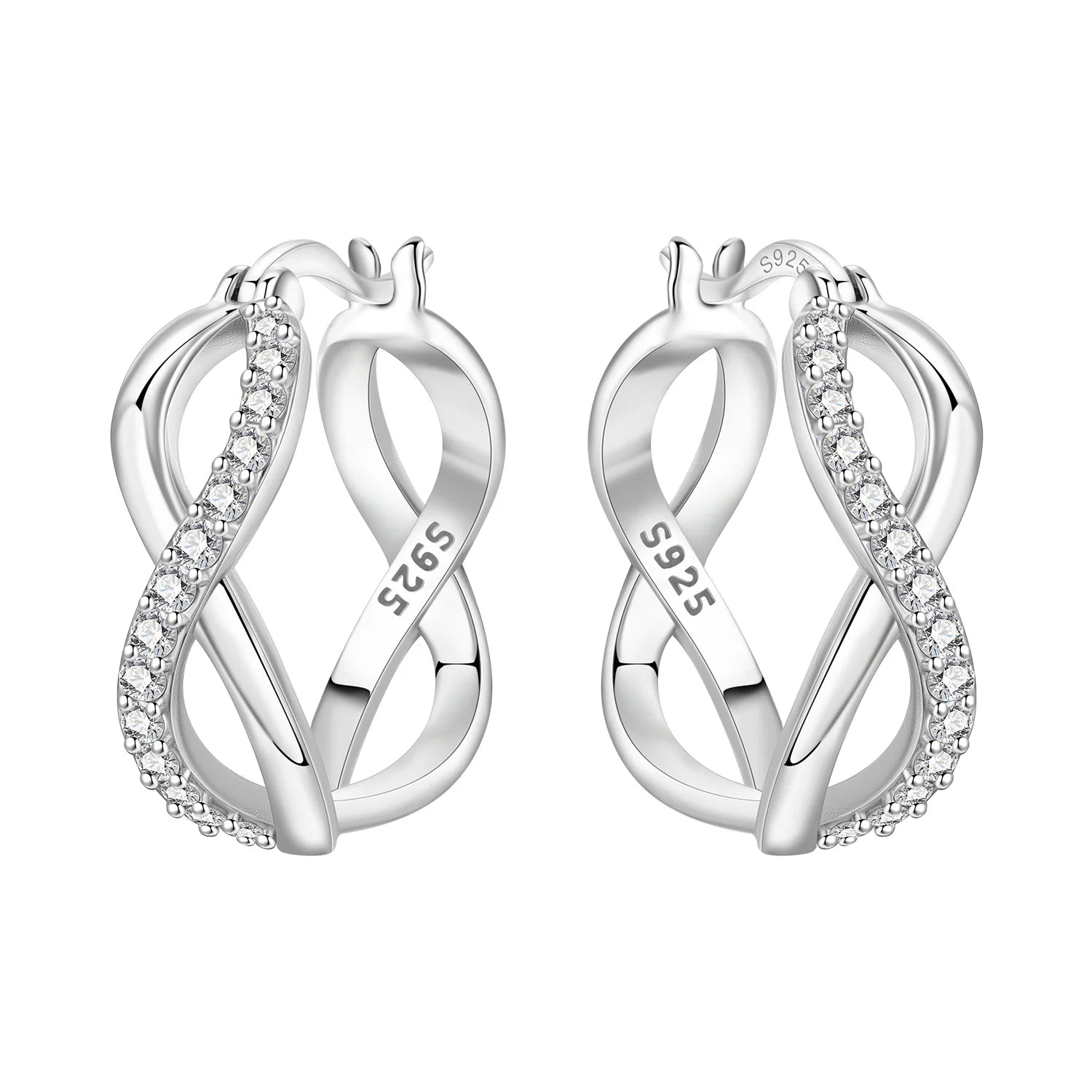 Orstarry S925 Sterling Silver Square Chain With Stone Inlaid Earrings Hoop Earrings Fo close-up view