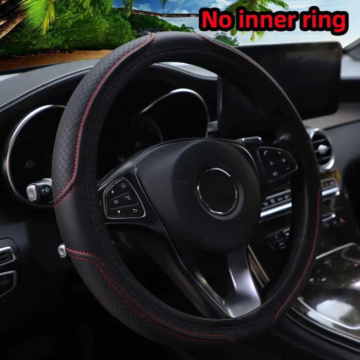 Artificial Leather Three-dimensional Embossed-car without Inner Ring Steering Wheel additional angle