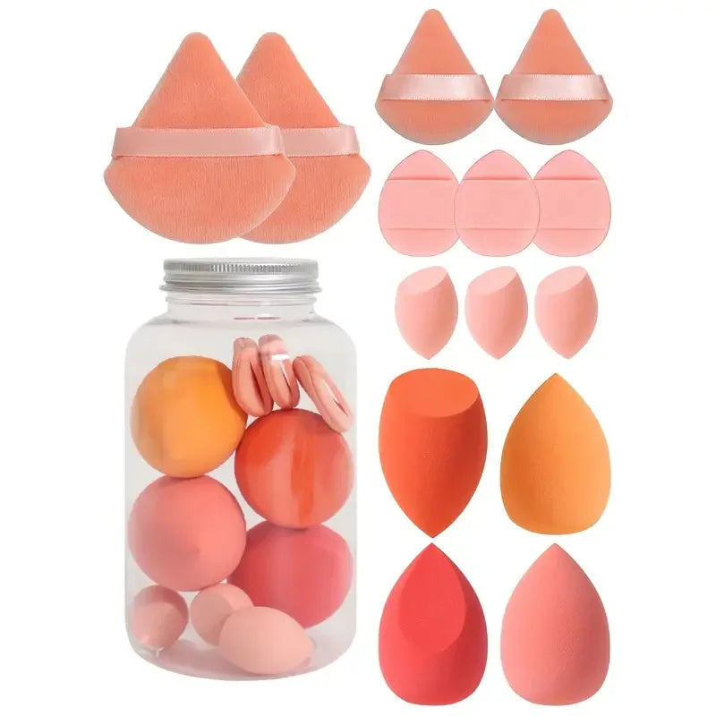 14Pcs Makeup Sponge Set with Storage Jar | Velvet Beauty Blenders and Foundation Puff alternate view