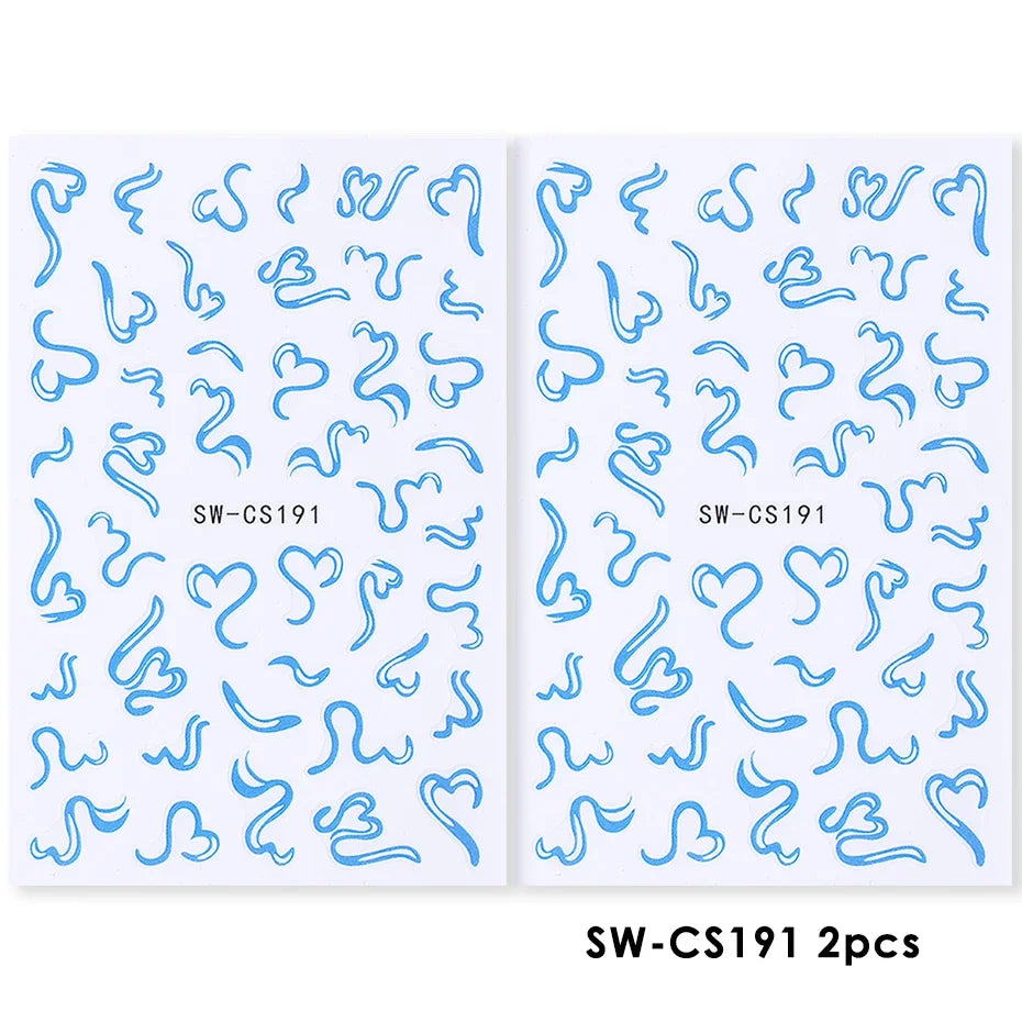 2pcs Sweet Element Nail Art Stickers Simple Flower Heart Cherry Strawberry Kawaii Deca close-up view
