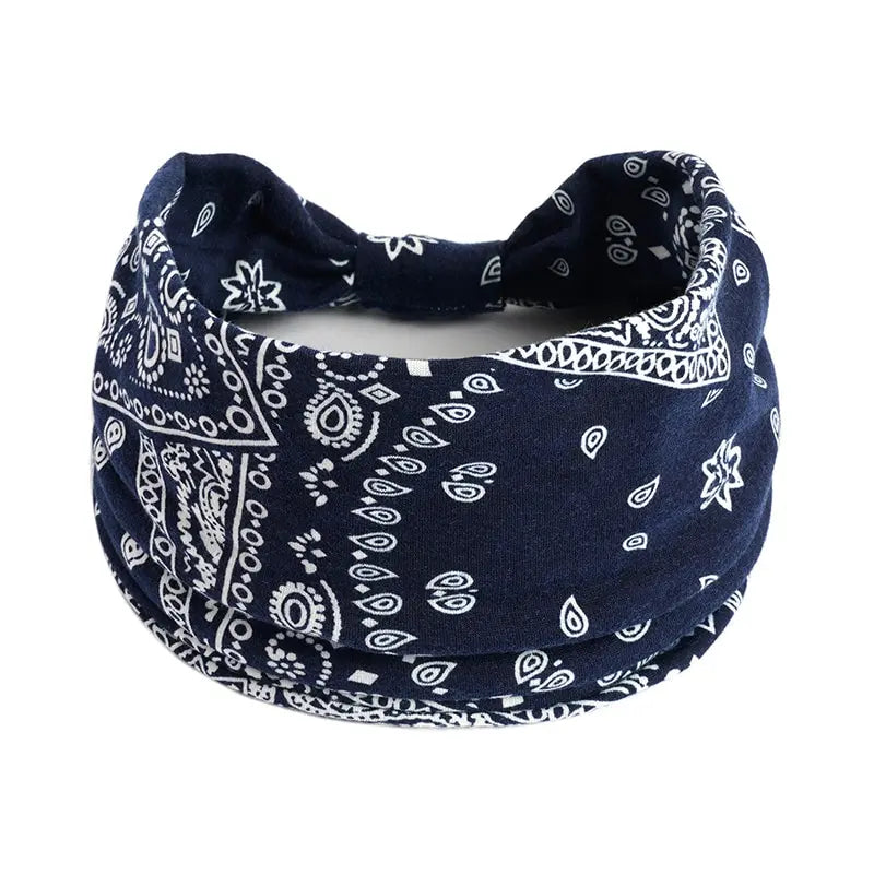Bohemian Style Elastic Hair Bands Yoga Headband Women Headwear Print Vintage Cross Unise detail view