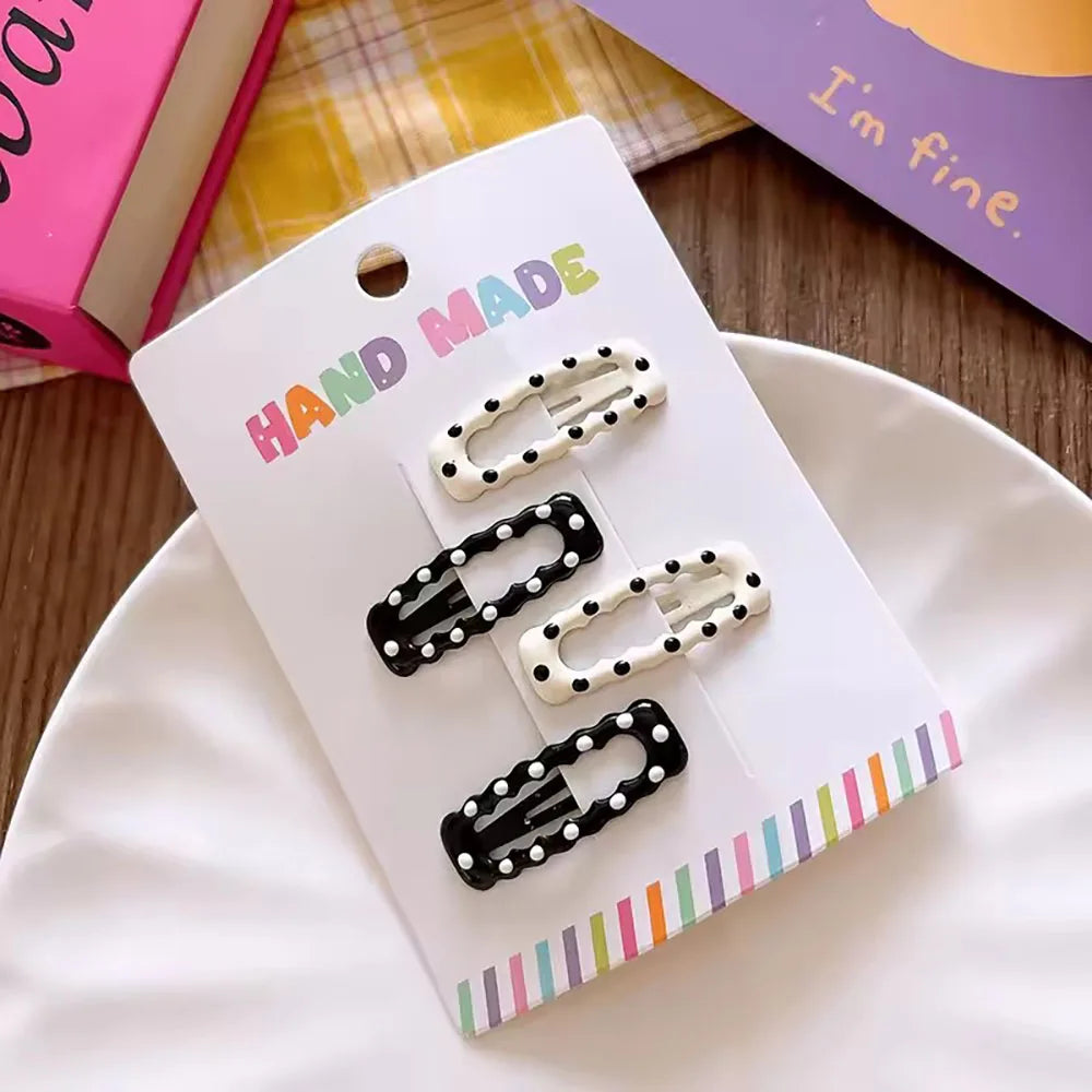 Vintage Dot Metal Hair Clips Set
