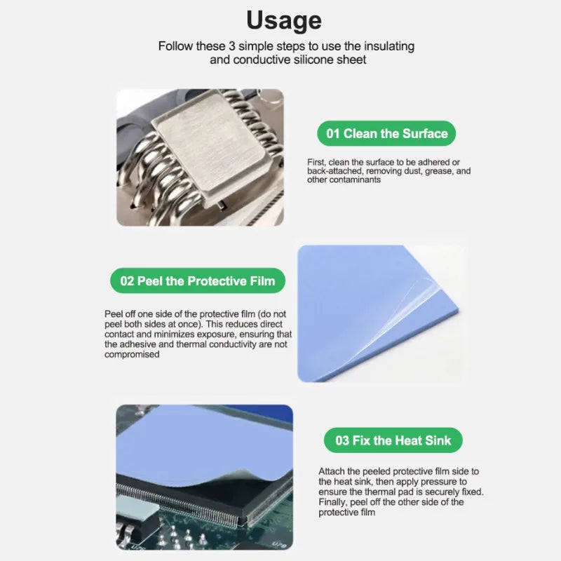 RELIFE RL-098 100PCS Pre-cut Thermal Pads for IC Chip | High Thermal Conductivity Sil lifestyle view