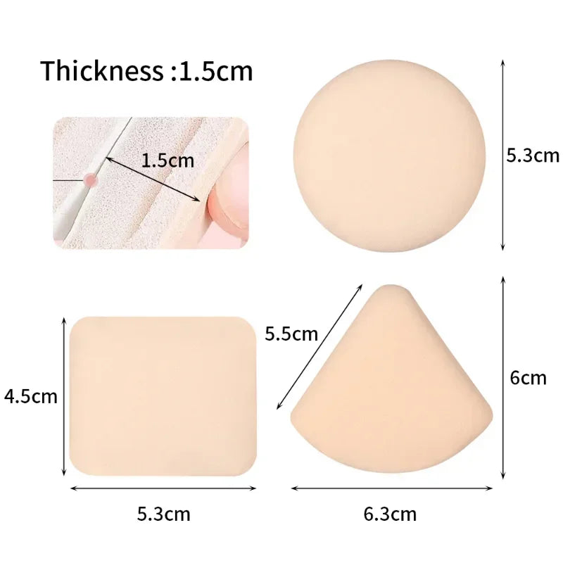 1-10pcs Round Square Triangle Shape Makeup Sponge Puff Dry Wet Dual-use Soft Cotton additional angle