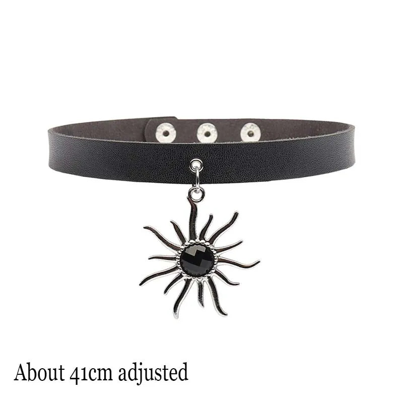 Gothic Bat Heart Lock Punk Choker | Black Leather Collar Necklace close-up view