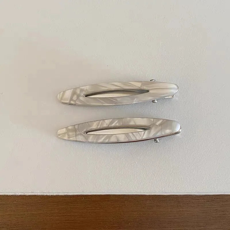 2pcs/set Acetate Hair Clips Hollowed Oval Geometric Barrettes Side Pins Hairpin Women Hair Accessories