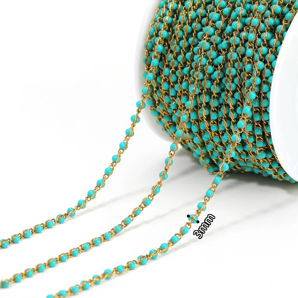 1 Meter Stainless Steel Enamel Beads Chain | DIY Jewelry Making Supplies additional angle