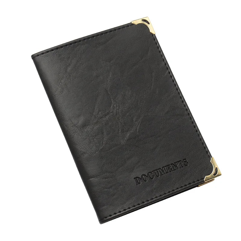 Vintage PU Leather Passport Holder Wallet | Unisex Travel Document Organizer detail view