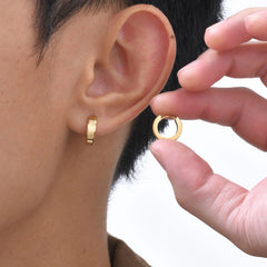 Men Hoop Earrings | Stainless Steel Small Huggies Earrings for Daily Wear detail view