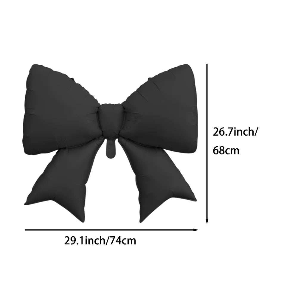 2-Pack Matte Black Bow Aluminum Foil Balloons | Bow-Themed Party Decor additional angle