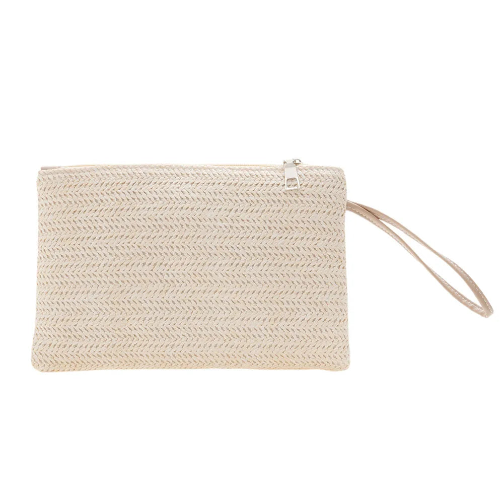 Bohemian Woven Clutch Wristlet Bag | Summer Beach Handbag for Women detail view