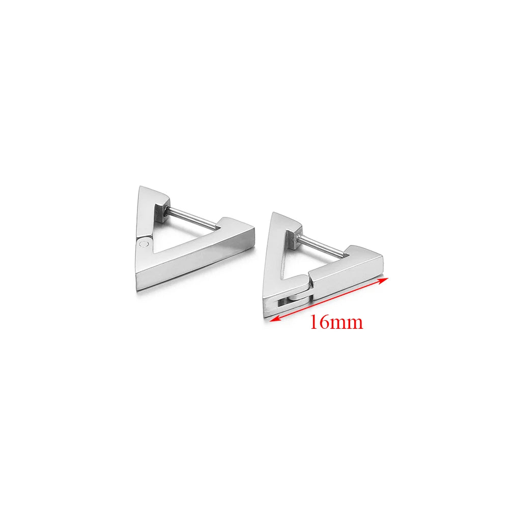2pcs Geometric Stainless Steel Hoop Earrings | Trendy Daily Wear for Men Women additional angle