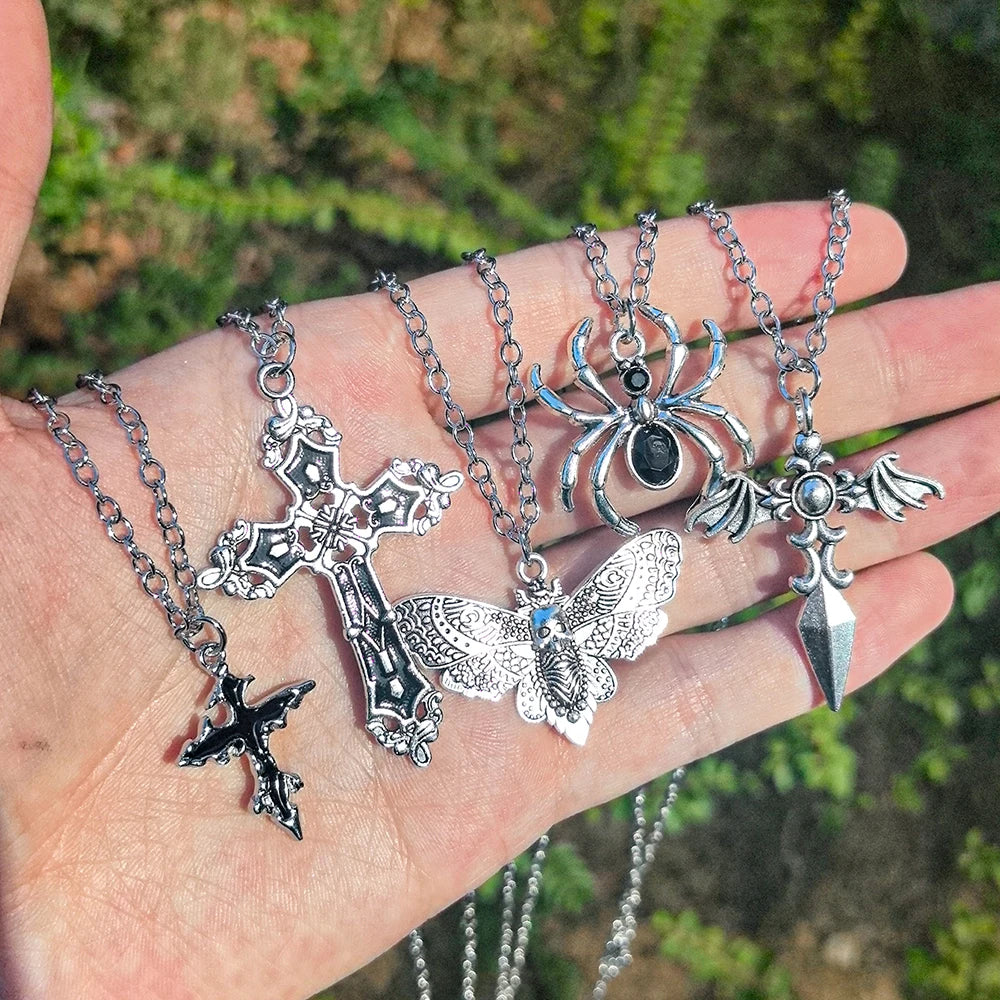 Special Wind Cross Skeleton Spider Set Necklace, Y2K Personalized Trendy Cool Girl Ne lifestyle view